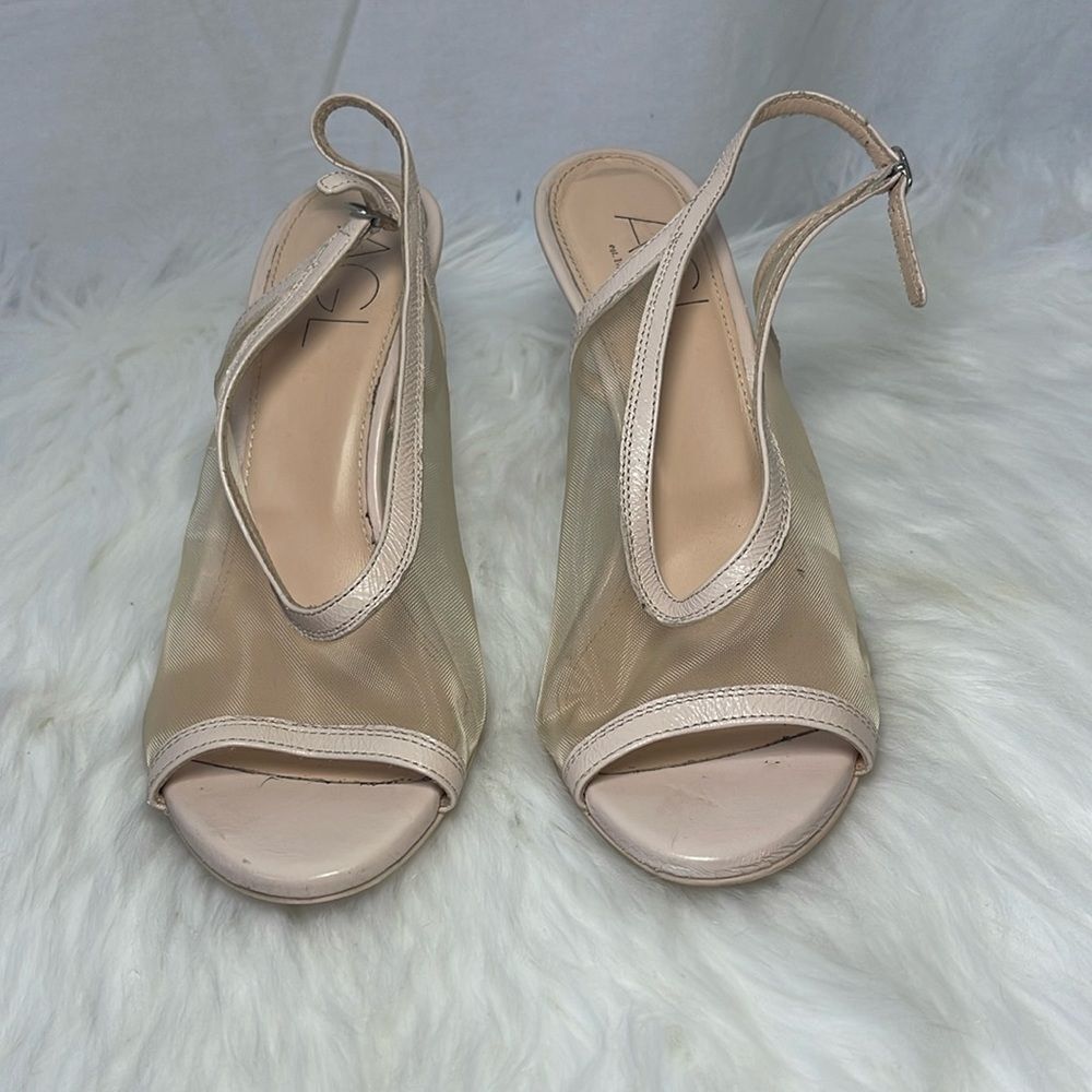 AGL Powder Pink Leather/Mesh Peep Toe Slingback Heels Sz 36.5/US 6.5 - Picture 2 of 7